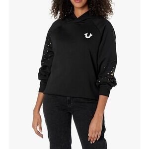 True Religion Womens Paint Splatter‎ Boyfriend HoodyHooded Sweatshirt Smal